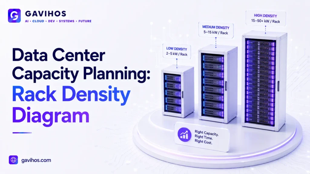 What Is Data Center Capacity Planning? How Cloud Providers Scale Infrastructure for AI Demand 3 Server rack density and power diagram used in data center capacity planning