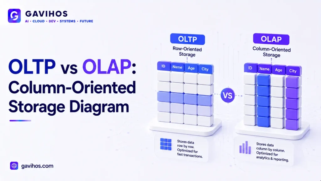 What Is OLAP? OLTP vs OLAP Explained — The Complete Guide to Database Architecture 3 Column-oriented storage diagram used in OLAP database architecture